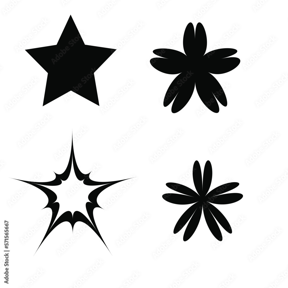 set of black and white stars
