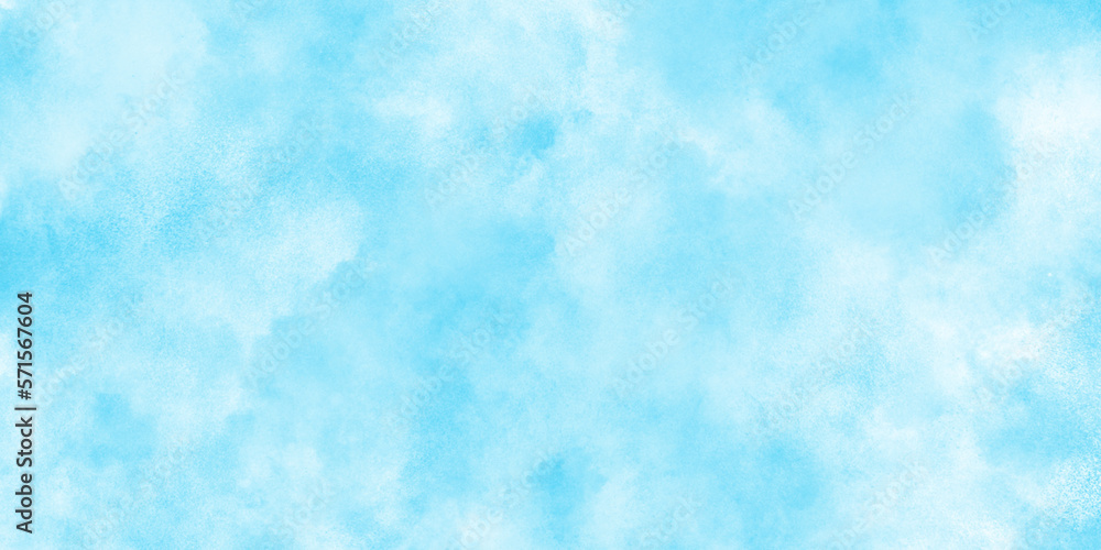 Abstract Watercolor shades blurry and defocused Cloudy Blue Sky Background, blurred and grainy Blue powder explosion on white background, Classic hand painted Blue watercolor background for design.	