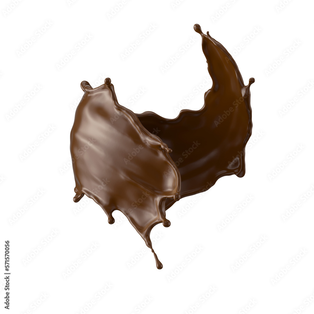 Coffee or hot dark chocolate splashing wave, 3d food illustration Coffee or hot dark chocolate splashing wave, 3d food illustration