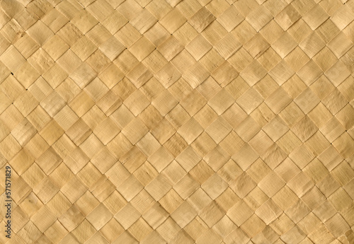 Beige woven bamboo mat texture. Horizontal background