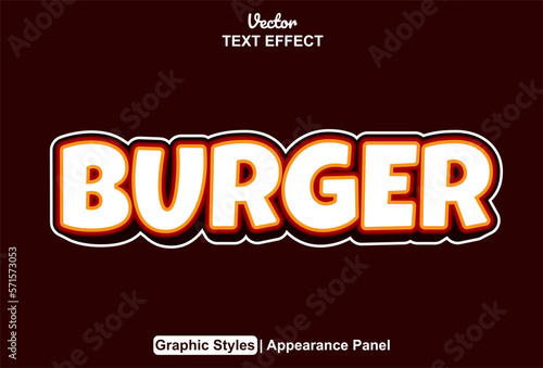 burger text effect with graphic style and editable.