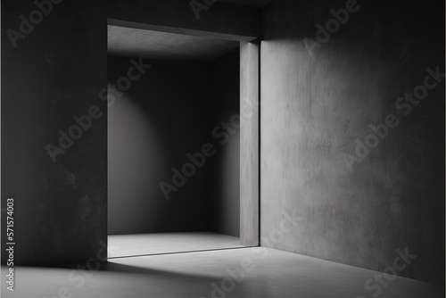 Dark and gray abstract cement wall and studio room interior texture for display products  wall background