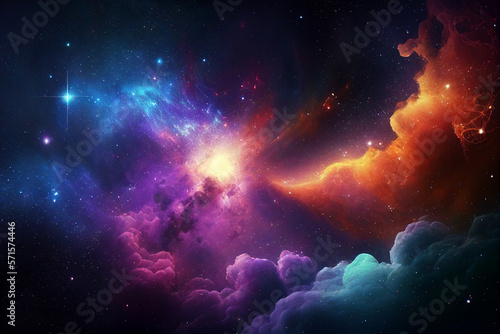 Abstract outer space endless nebula galaxy background. Generative Ai