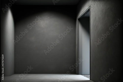 Dark and gray abstract cement wall and studio room interior texture for display products  wall background.