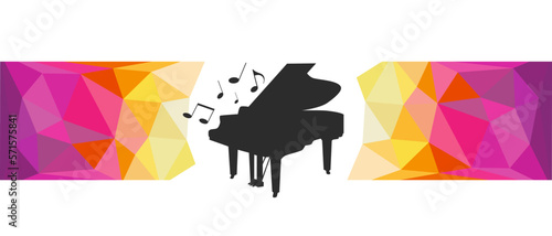 Music graphic with piano.