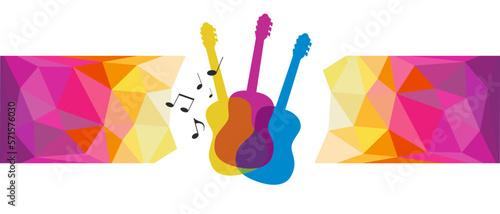 Music graphic with guitar.