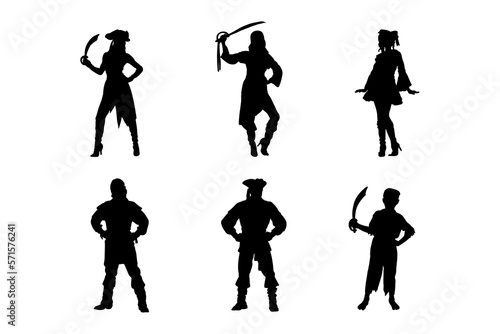 Set of silhouettes of pirates vector design