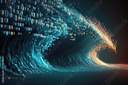 Datenflut, eine digitale Welle aus Informationen und Daten, Generative KI