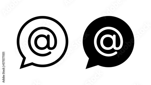 Mention icon vector isolated on speech bubble background photo