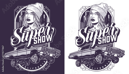California auto show monochrome flyer