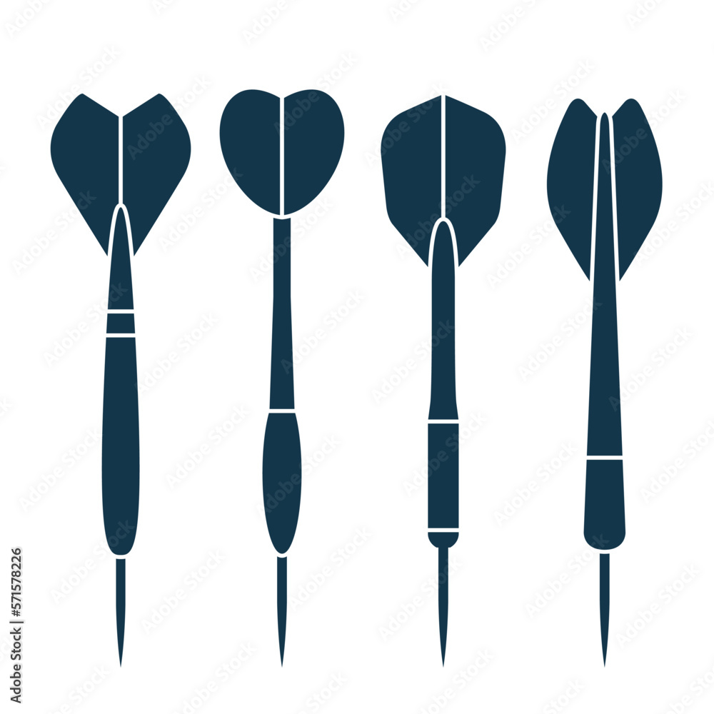 Set of darts, simple icons of silhouettes of dart arrows, vector Set of darts, simple icons of silhouettes of dart arrows, vector
