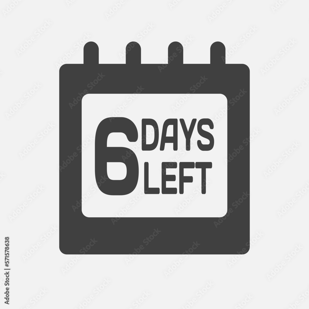 Countdown daily page calendar icon - 6 days left Countdown daily page calendar icon - 6 days left