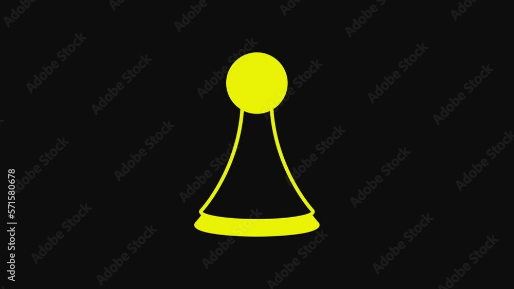 Yellow Chip for board game icon isolated on black background. 4K Video motion graphic animation Yellow Chip for board game icon isolated on black background. 4K Video motion graphic animation