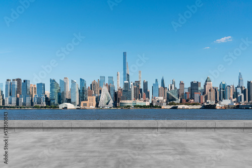 Skyscrapers Cityscape Downtown, New York Skyline Buildings. Beautiful Real Estate. Day time. Empty rooftop View. Success concept. © VideoFlow