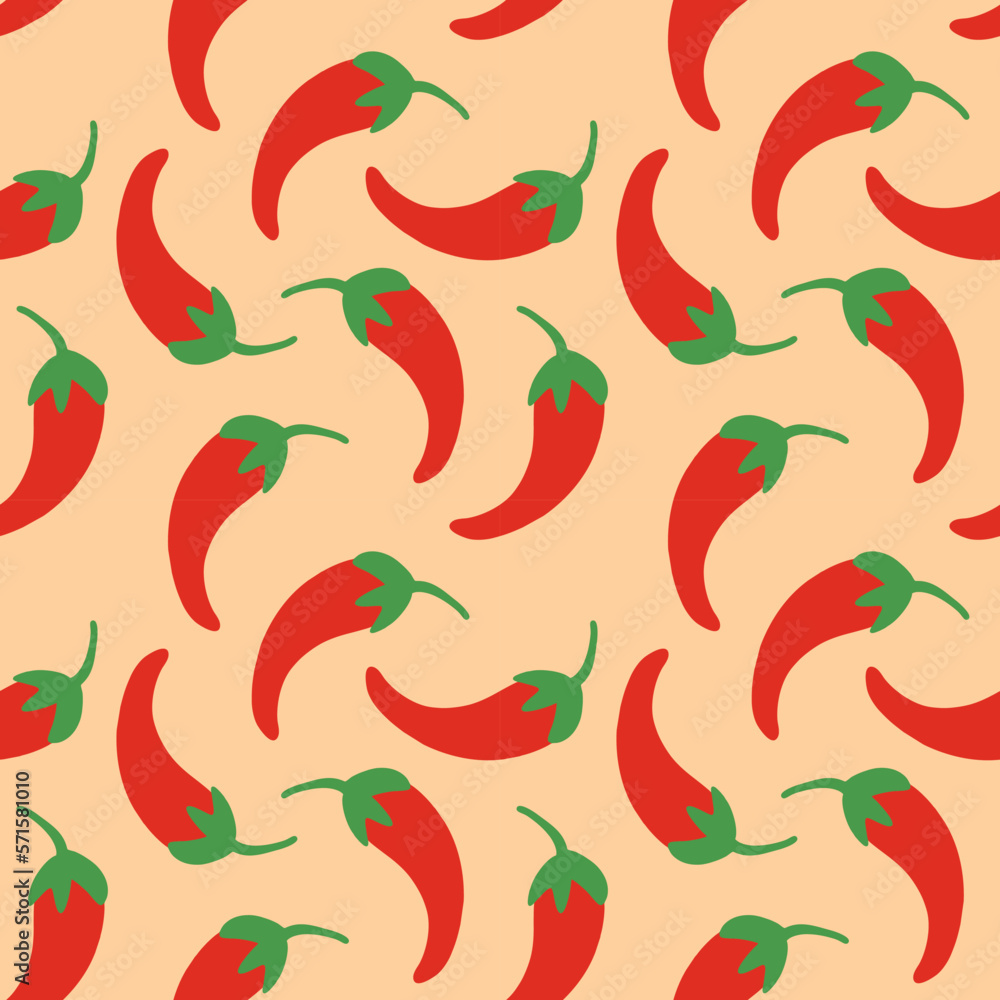 Chili vegetable seamless pattern background