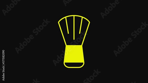 Yellow Makeup brush icon isolated on black background. 4K Video motion graphic animation