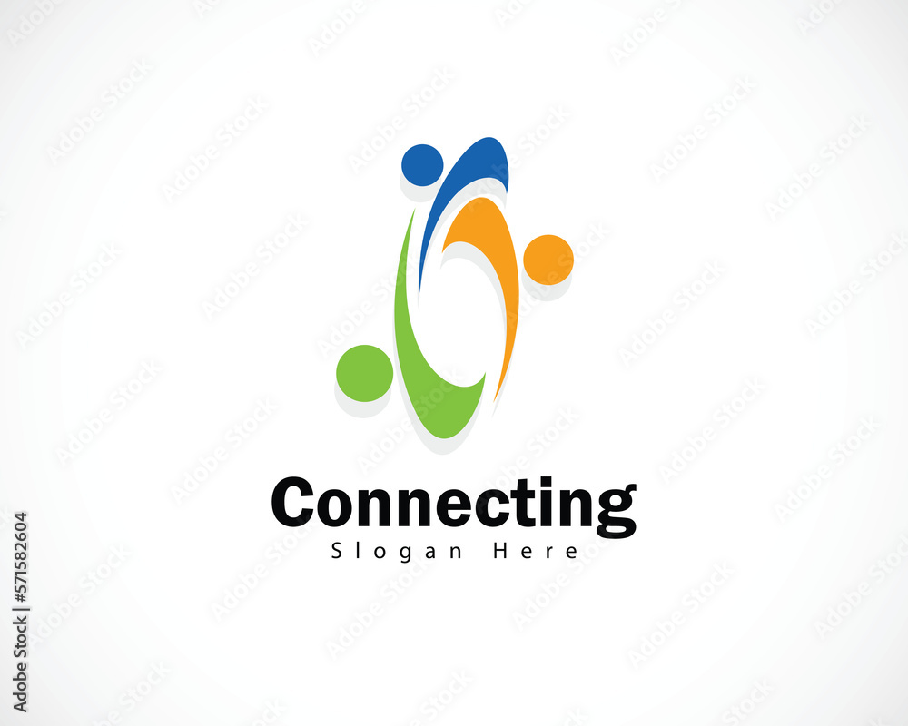 Fototapeta premium People logo icon design concept abstract connect geometric color connecting network team