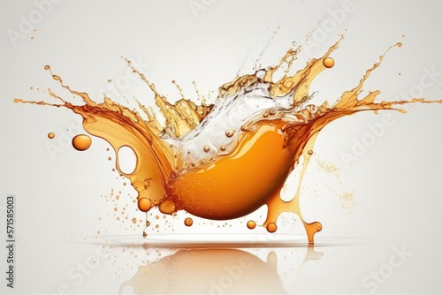 orange water splash on white background. Generative AI © 2rogan