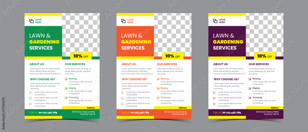 Lawn and gardening services flyer concept template