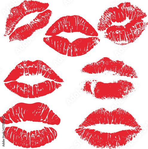 Kiss icon, Red lips silhouette set, EPS Vector © Dmytro