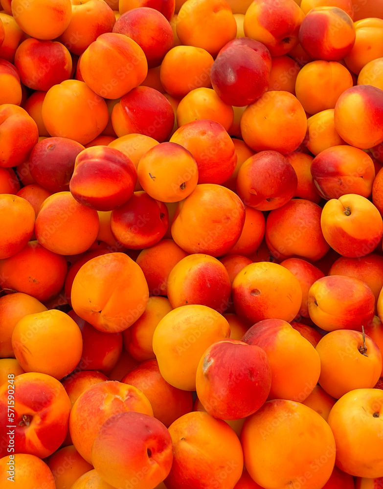 lots of ripe peaches fruit food vitamins healthy food as background