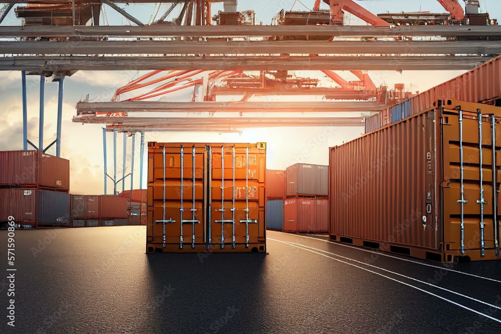 crane loading container box to container cargo freight ship in port ...