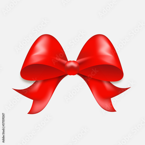 Beautiful red ribbon on a white background.