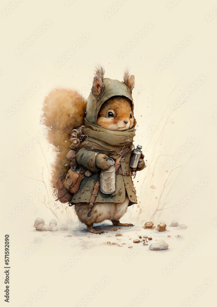 Adventures with Squirrel: Exploring the Wild with Cute Animals and Stylish Gear - AI Generative Adventures with Squirrel: Exploring the Wild with Cute Animals and Stylish Gear - AI Generative