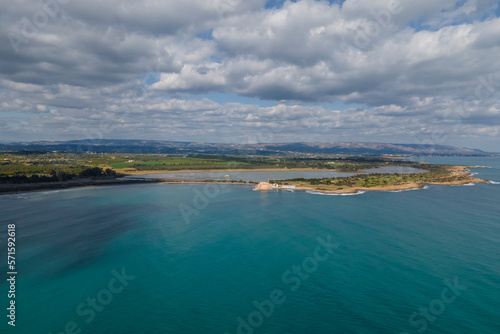 Wallpaper Mural Aerial view of Vendicari Tuna Fishing Factory at Vendicari Natural Reserve along the coastline, Noto, Syracuse, Sicily, Italy. Torontodigital.ca