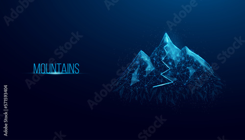 Mountains. Mountain path. Success business startup, innovation, growth, travel, freedom concept. Polygonal wireframe vector illustration