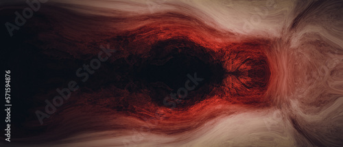 Abstract black hole surrounded by artistic red and white beige color paint strokes background