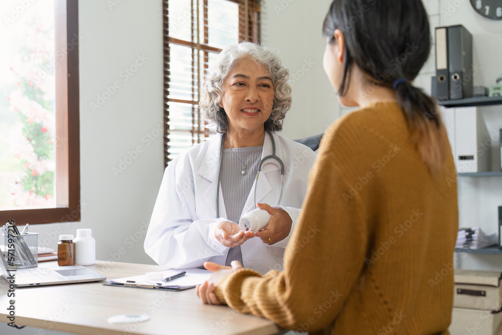 Doctor and patient are discussing at clinic. Digital healthcare and network connection, Data analysis concept Doctor and patient are discussing at clinic. Digital healthcare and network connection, Data analysis concept