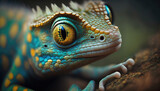 iguana on a branch, Macro, Generative AI