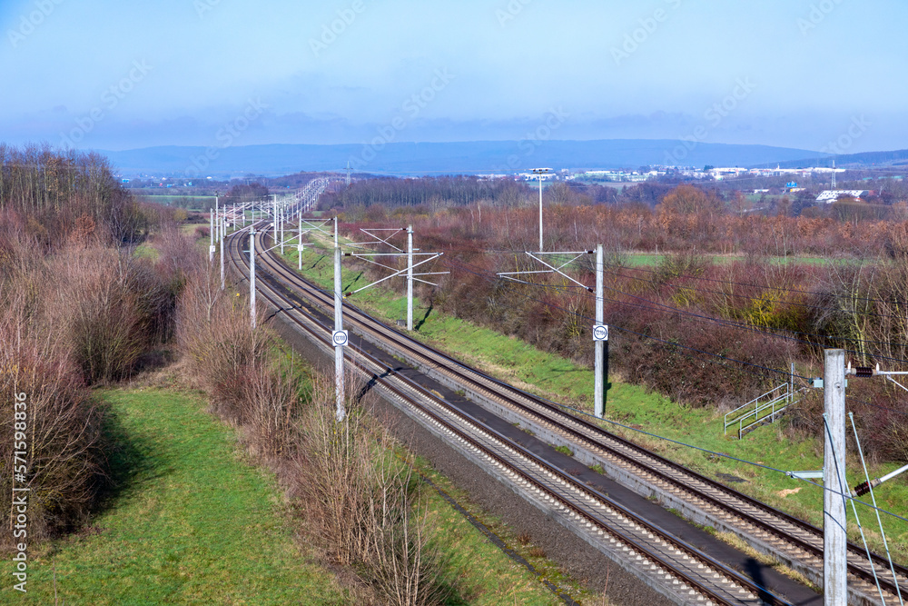 rails with electrification for highspeed train in Germany