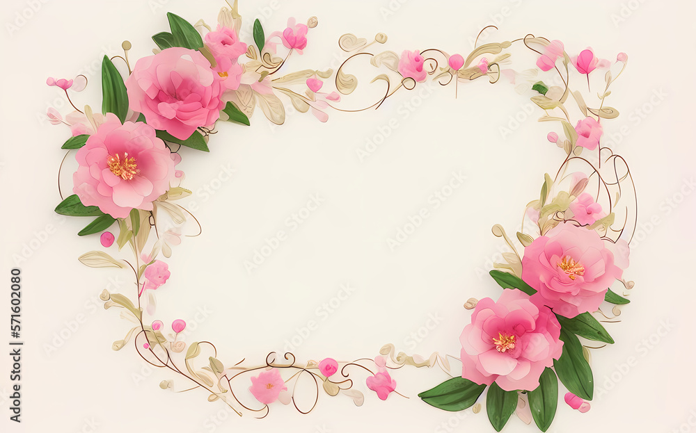 beautiful mother's day watercolor frame made of red & pink flowers and roses - wedding card - generative ai - valentines day background - painting beautiful mother's day watercolor frame made of red & pink flowers and roses - wedding card - generative ai - valentines day background - painting