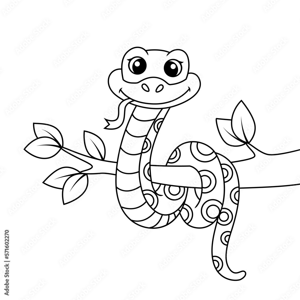 cute-snake-black-and-white-vector-illustration-for-coloring-book-stock