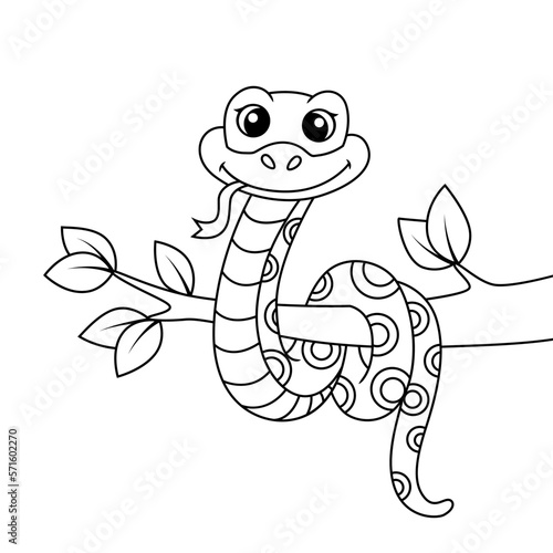 Cute snake. Black and white vector illustration for coloring book © alka5051