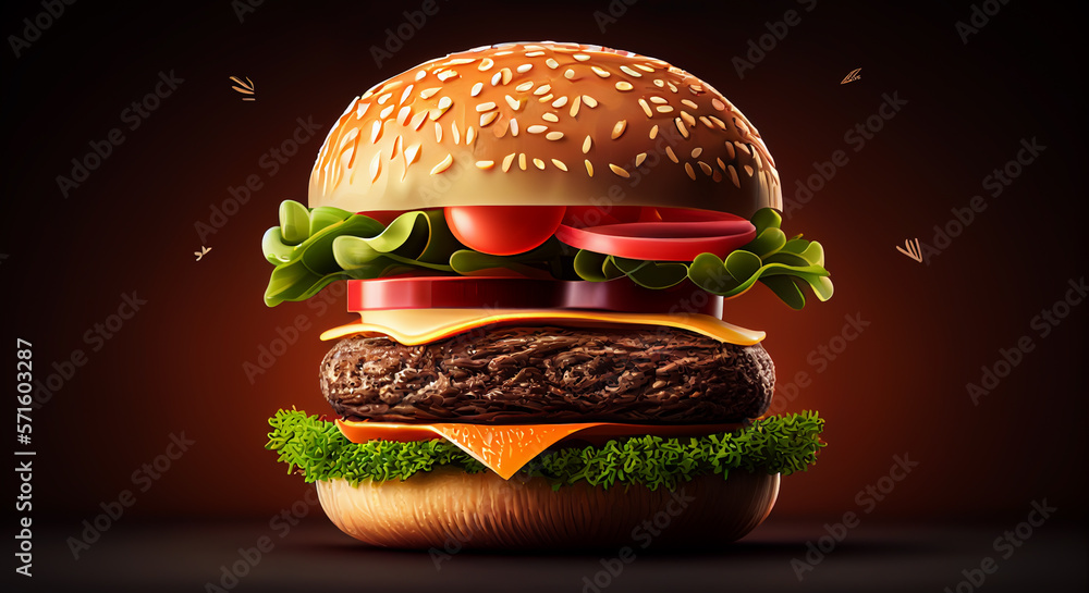 Burger Poster For Menu Restaurant Burger Design Style Promotional Fast Food Poster 0923