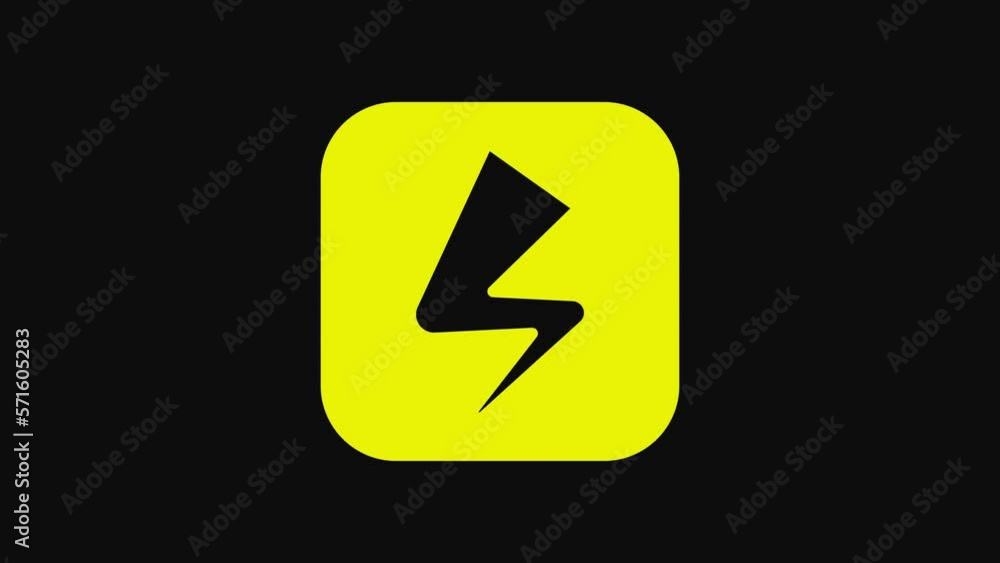 Yellow Lightning bolt icon isolated on black background. Flash sign. Charge flash icon. Thunder bolt. Lighting strike. 4K Video motion graphic animation Yellow Lightning bolt icon isolated on black background. Flash sign. Charge flash icon. Thunder bolt. Lighting strike. 4K Video motion graphic animation