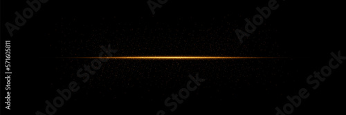 Abstract stylish light effect on transparent background. Golden glowing neon line. Golden glowing dust and glare.