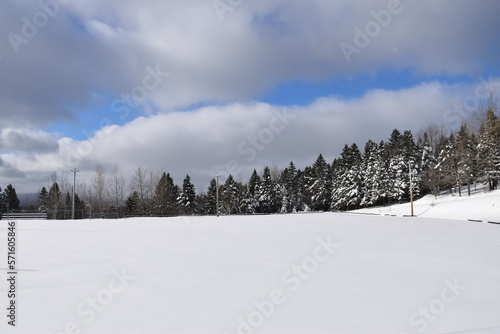 The recreation ground in winter, Sainte-Apolline, Québec, Canada