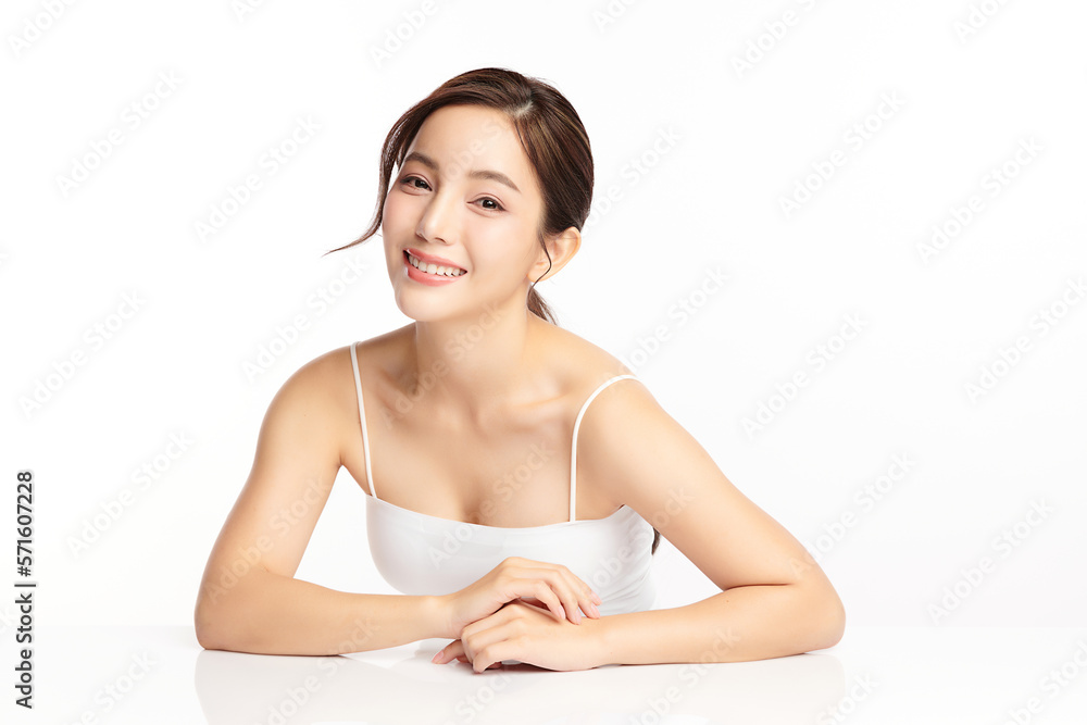 Beautiful young asian woman with clean fresh skin on white background, Face care, Facial treatment, Cosmetology, beauty and spa, Asian women portrait. Beautiful young asian woman with clean fresh skin on white background, Face care, Facial treatment, Cosmetology, beauty and spa, Asian women portrait.