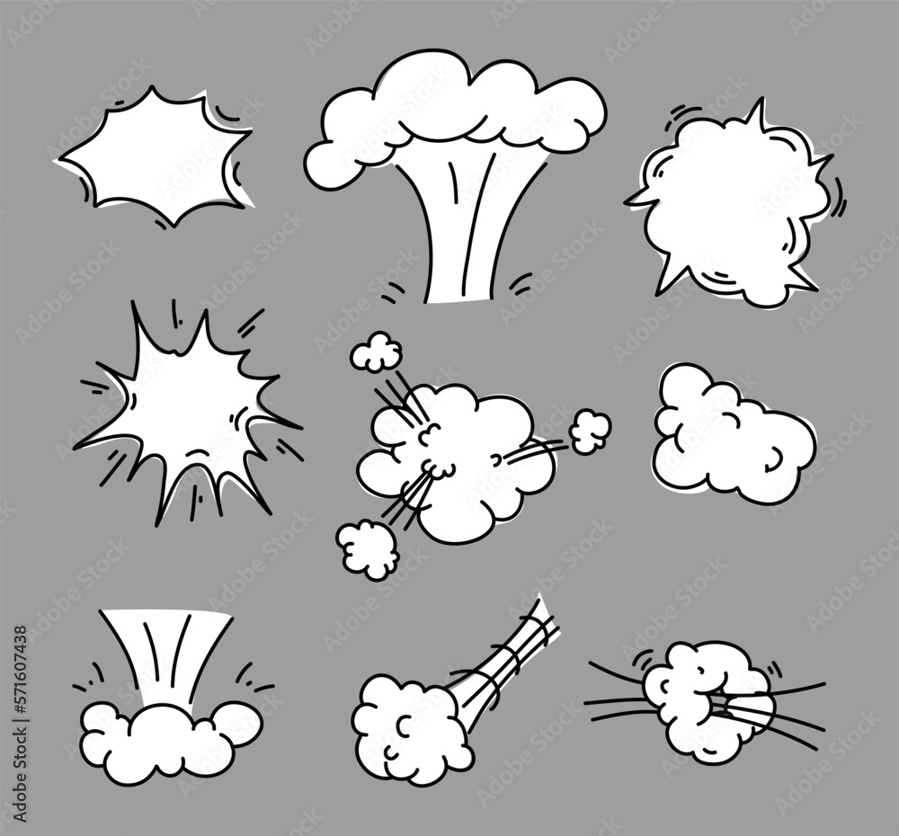 Cartooned comic book explosion clouds Cartooned comic book explosion clouds