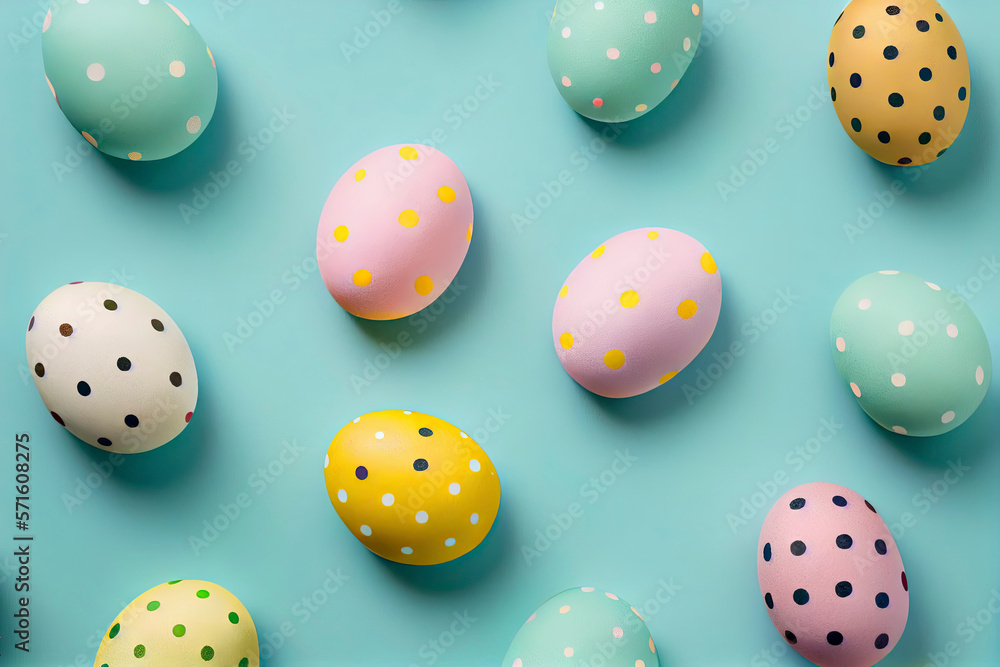 polkadot easter eggs. seamless. Flat lay, top view polkadot easter eggs. seamless. Flat lay, top view