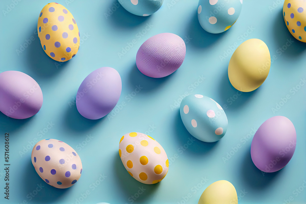 polkadot easter eggs. seamless. Flat lay, top view polkadot easter eggs. seamless. Flat lay, top view