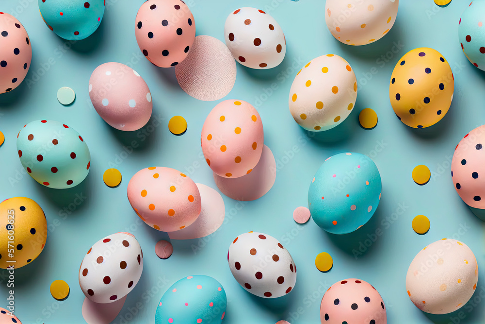 polkadot easter eggs. seamless. Flat lay, top view polkadot easter eggs. seamless. Flat lay, top view