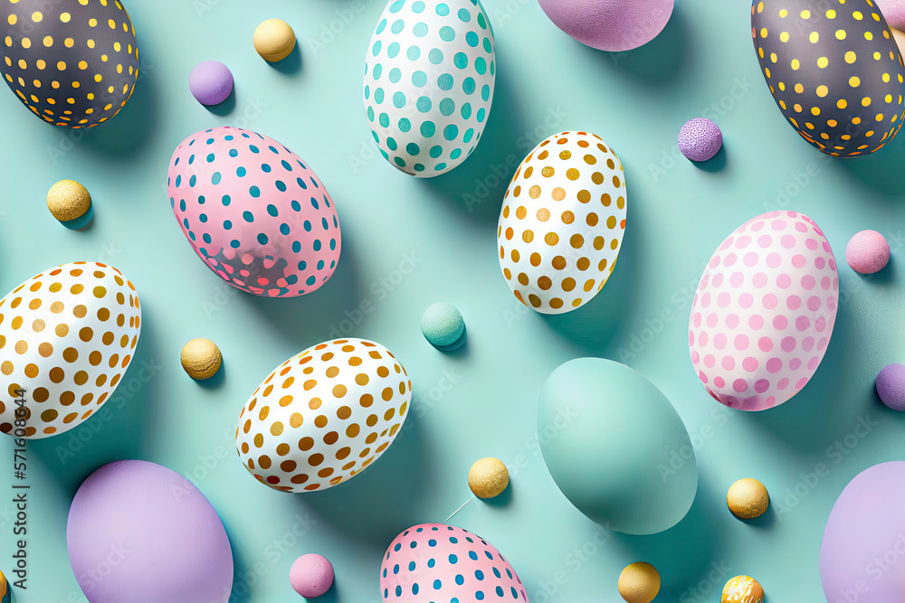 polkadot easter eggs. seamless. Flat lay, top view polkadot easter eggs. seamless. Flat lay, top view