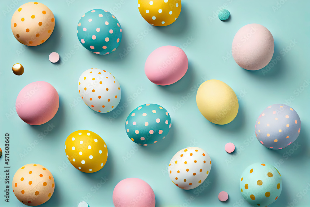 polkadot easter eggs. seamless. Flat lay, top view