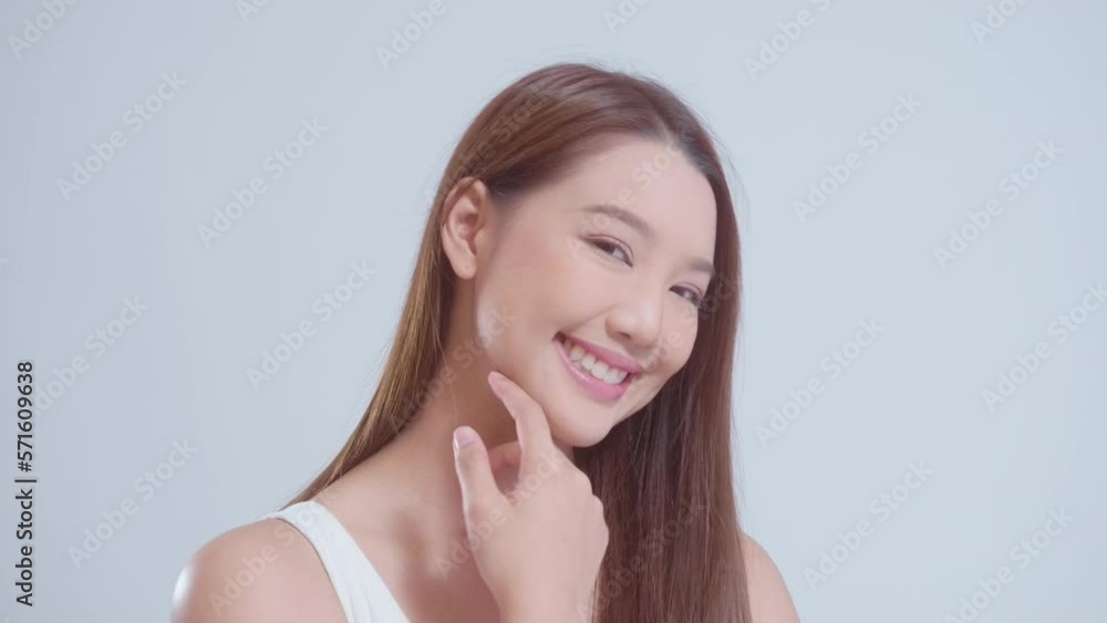 Portrait of beautiful asian woman over white background studio, skin care and beauty concept Portrait of beautiful asian woman over white background studio, skin care and beauty concept