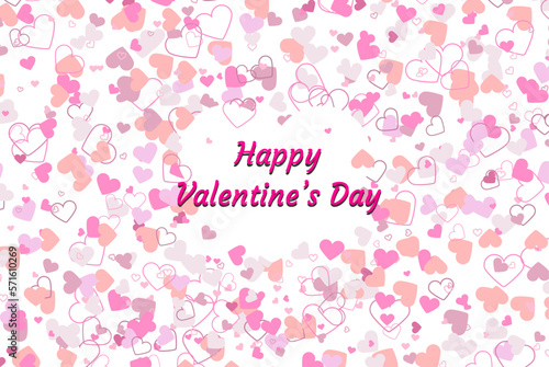 Happy Valentine's Day banner with pink hearts background, love idea, vector design, February 14